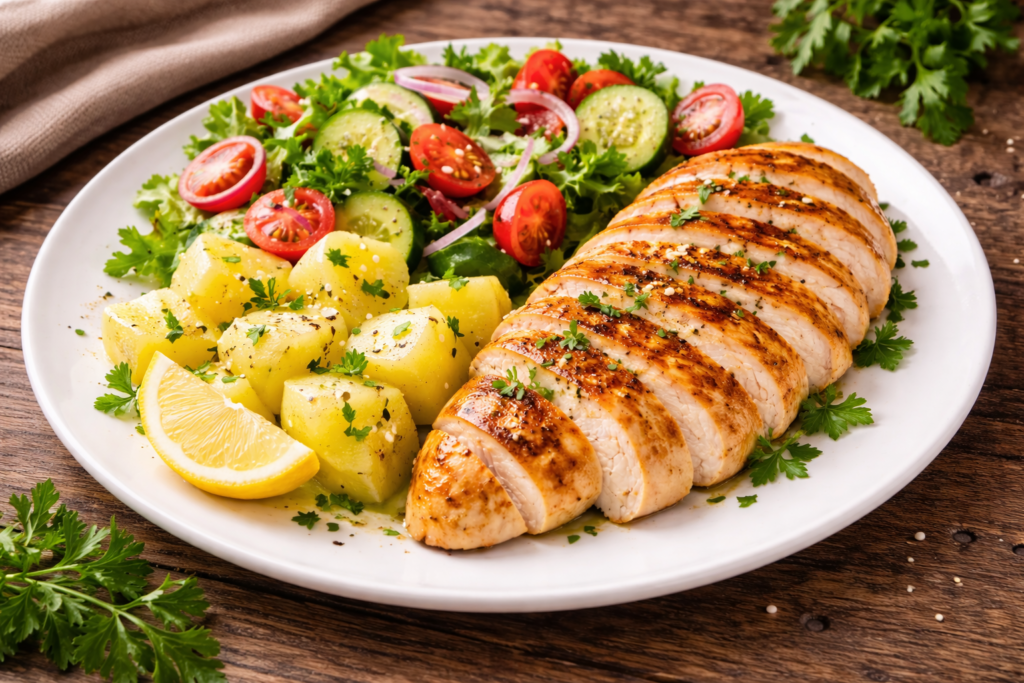 Grilana piletina s kuhanim krumipirom
