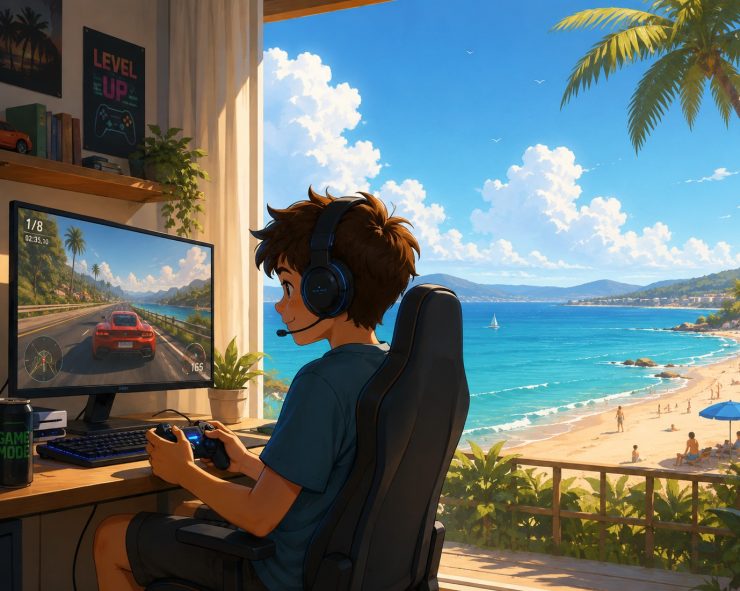 ilustracija, gaming, summer