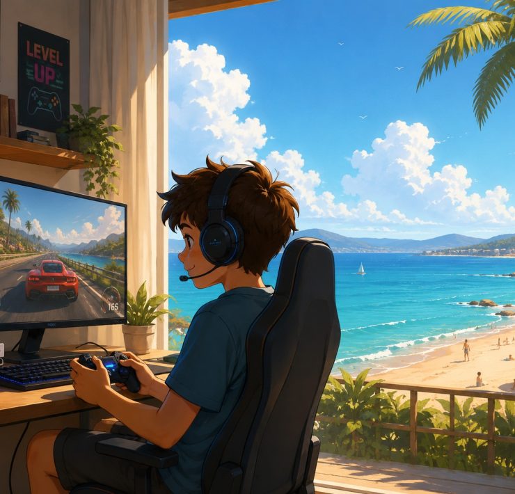ilustracija, gaming, summer