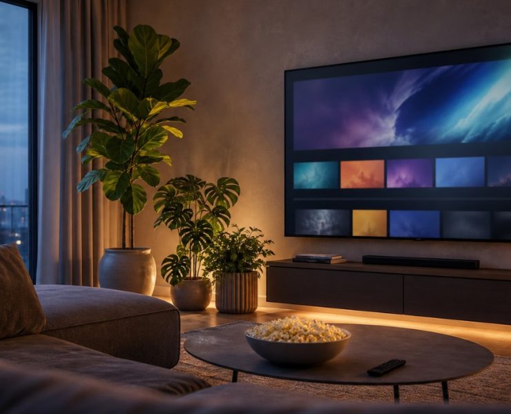 dnevna soba, gledanje TV, streaming